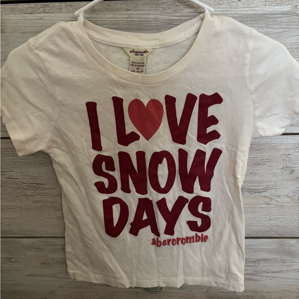 Abercrombie & Fitch White Tee with Red Print